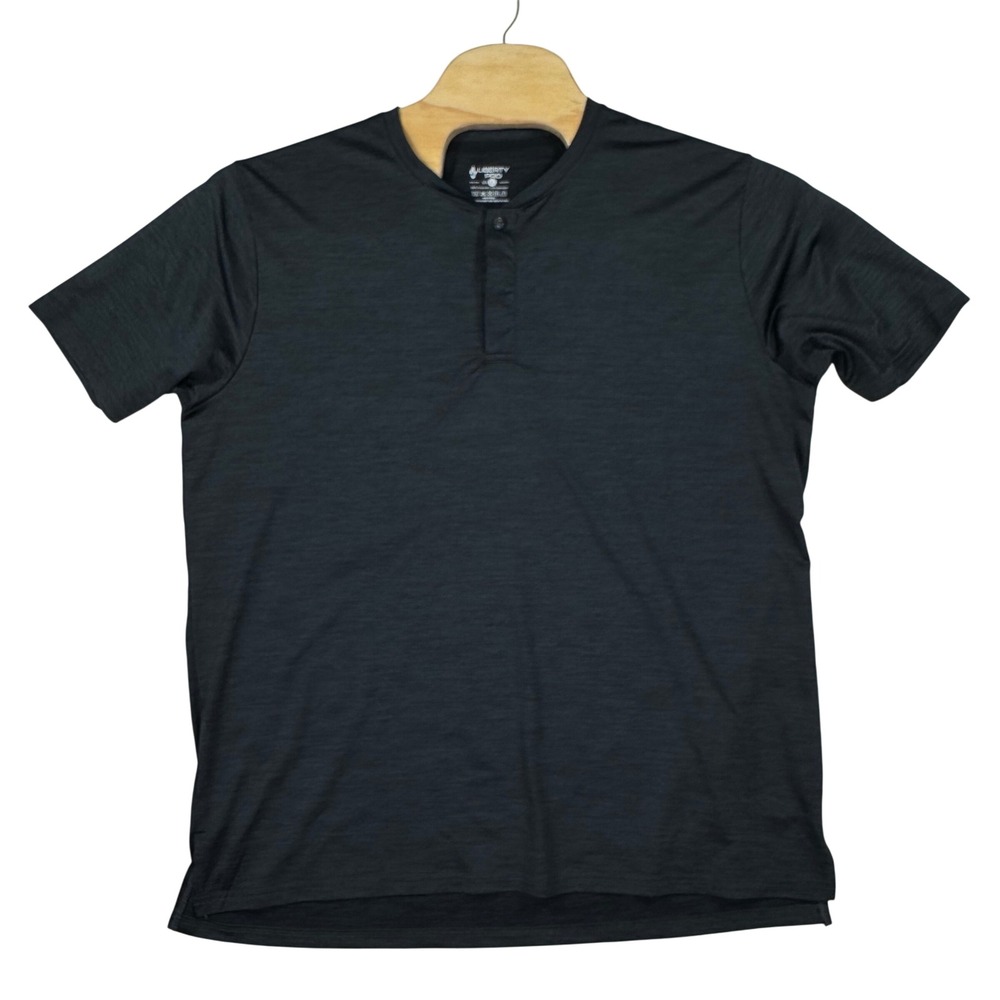 Liberty Pro Shirt Mens XL Heathered Gray Performance Button Henley Short Sleeve